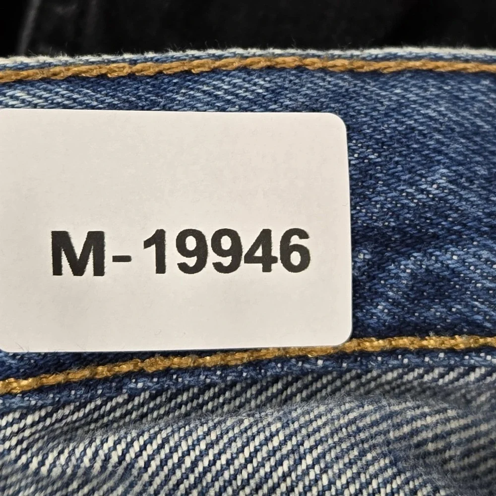 Levi's 501 Men Jeans 38X34 Light Blue Denim Original Fit Straight Leg Distressed